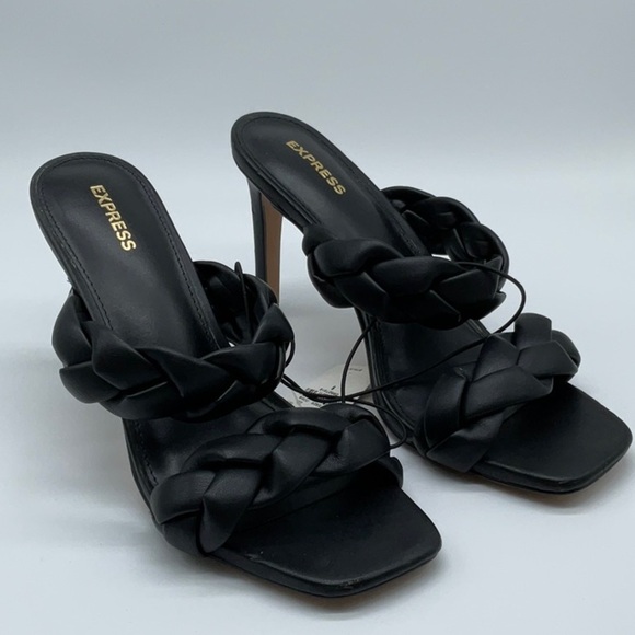 Express Braided Double Band Heeled Sandals black - Picture 1 of 11